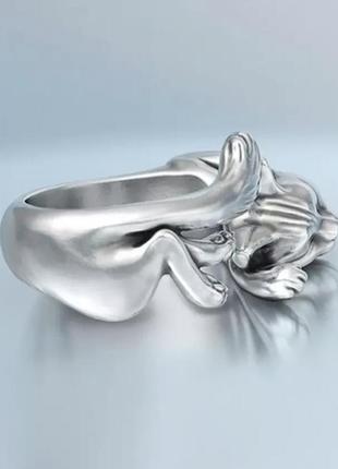 Кольцо колечко стерлинговое серебро 925 котик кот 🐈‍⬛4 фото