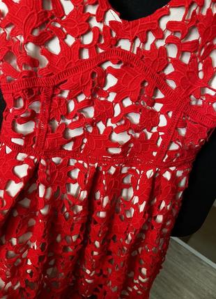 Червона сукня сарафан із цупкого мережива2 фото