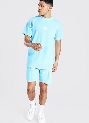 Костюм boohoo official velour t-shirt & pintuck