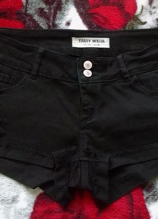 Чорні,джинсові шорти з лампасами 44-46 р - tally weijl.