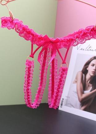 Стринги с разрезом малиновые - размер универсальный