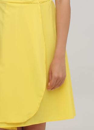 Жіноча класична сукня на зав'язку (27551-yellow / 27551-rosedawn)3 фото