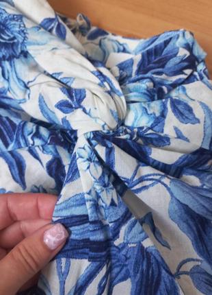 Стильна міді льняна юбка із розрізом в квітковий принт від h&m7 фото