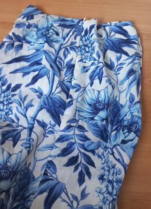 Стильна міді льняна юбка із розрізом в квітковий принт від h&m9 фото