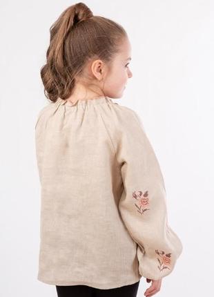 Дівчача вишиванка сорочка вишиванка блузка льон льон для дівчаток4 фото