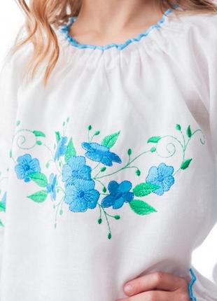 Дівчача вишиванка сорочка вишиванка блузка льон льон для дівчаток девчачая2 фото
