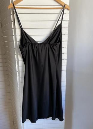 Плаття плаття шифонова сукня атласна чорна на бретелях papaya5 фото