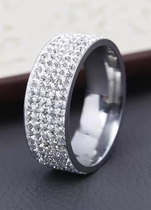 Кольцо колечко обручальное с фианитами под серебро 925 /16,5/ 17 размер