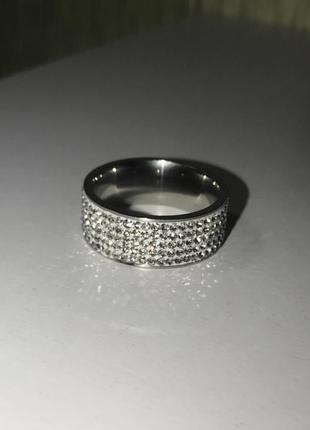 Кольцо колечко обручальное с фианитами под серебро 925 /16,5/ 17 размер3 фото