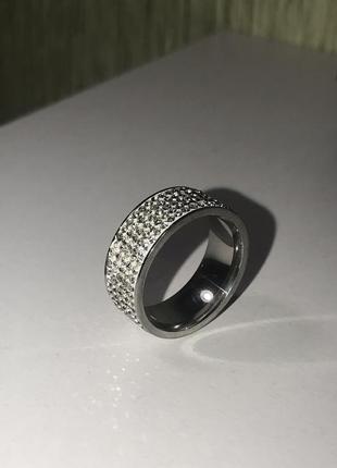 Кольцо колечко обручальное с фианитами под серебро 925 /16,5/ 17 размер