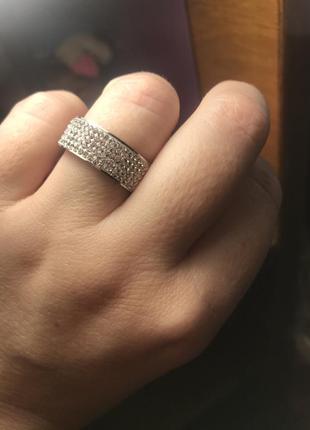 Кольцо колечко обручальное с фианитами под серебро 925 /16,5/ 17 размер
