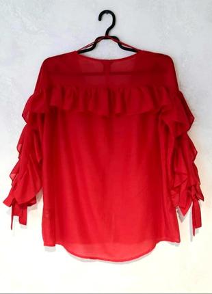 Дуже стильна, ефектна червона блуза4 фото