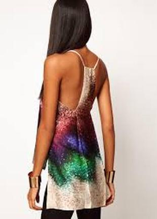 Удлиненный сзади топ с пайетками asos petite