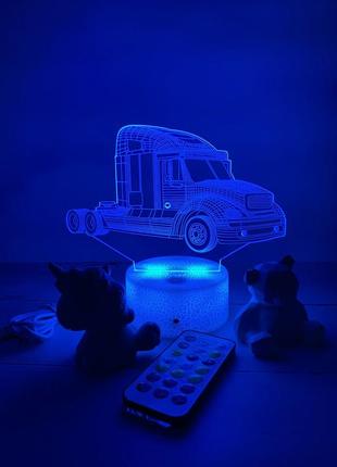 3d-лампа фура или грузовик, светильник или ночник, подарок для любителей авто, 7 цветов и 4 режима, пульт