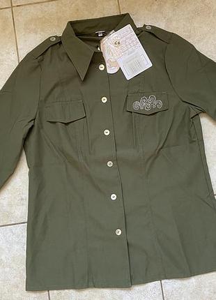Хаккі сорочка рубашка зелена зі стразами casual co