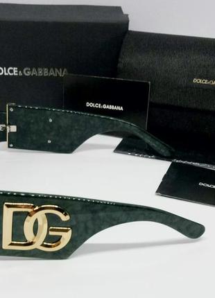 Dolce & gabbana стильные женские солнцезащитные очки узкие темно зеленый мрамор5 фото