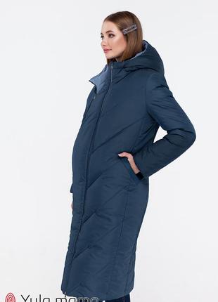 Зимове пальто для вагітних з щільної плащової тканини за4 фото
