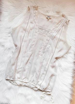 2 вещи по цене 1. легкая нежная белая шифоновая блуза без рукава с кружевом chelsea girl1 фото