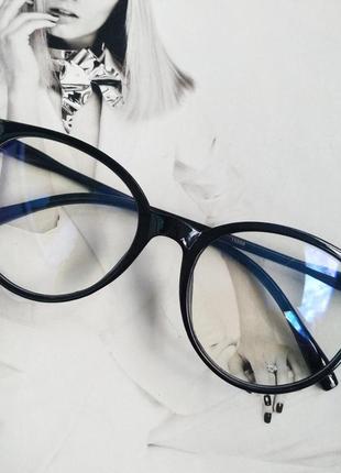 Іміджеві круглі окуляри з прозорою лінзою анти-блік сірий6 фото