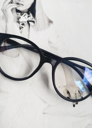 Іміджеві круглі окуляри з прозорою лінзою анти-блік сірий4 фото