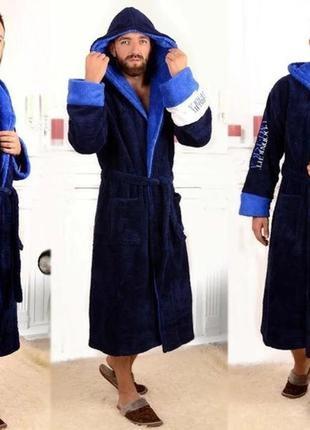 Чоловічий турецький махровий халат good night america.махровий халат з капюшоном. xl, 2xl,3xl3 фото