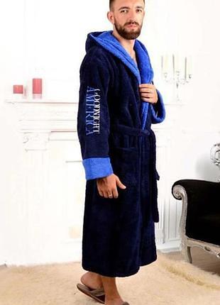 Чоловічий турецький махровий халат good night america.махровий халат з капюшоном. xl, 2xl,3xl