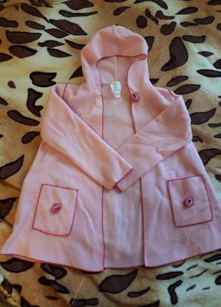 Куртка  пальтишко для девочки розовое флис 8 лет
