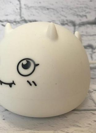 Силіконовий сенсорний нічник світильник led монстрик білий+подарунок