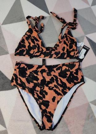 Купальник від boohoo leopard cut out triangle bikini5 фото