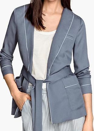 Пиджак, блейзер на запах под пояс, жакет в пижамном стиле. h&m conscious