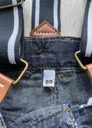 Круті джинси штани штани на підтяжках розмір 12міс2 фото