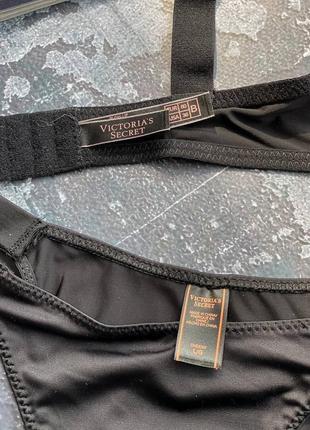 Чорний гладенький комплект білизни victoria’s secret з пуш-ап push ap ефектом. чёрный гладкий комплект белья6 фото