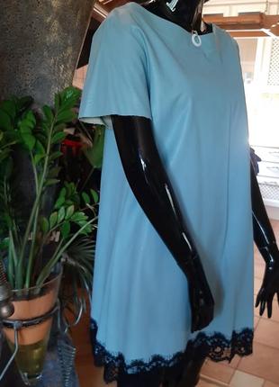 Голубое платье из экокожи италия3 фото