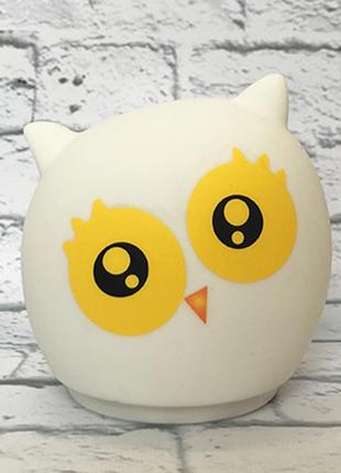 Нічник сова совушка совеня світильник лампа силіконовий сенсорний led +подарунок
