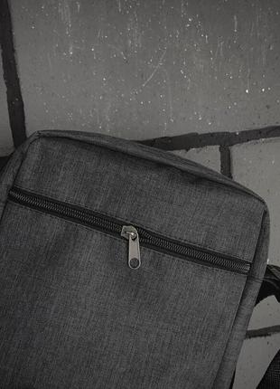 Барсетка  сумка с лого reebok темно-серый меланж3 фото