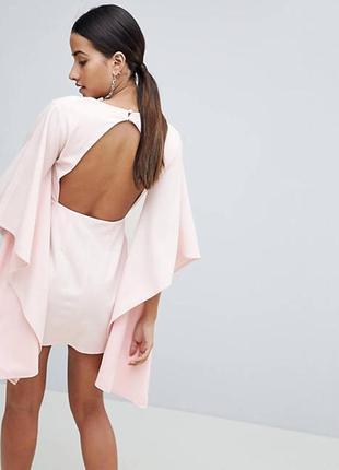 Asos асос платье розовое на запах с длинными широкими рукавами с открытой спиной новое оверсайз5 фото
