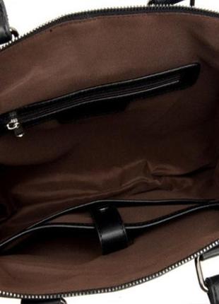 Мужской деловой портфель для документов кожа пу, стильная мужская сумка формат а4 для ноутбука коричневый9 фото