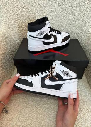 🥎nike air jordan high black & white🥎кросівки жіночі високі найк джордан 1, кроссовки женские высокие найк джордан 1