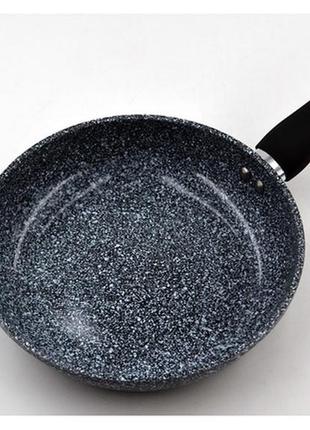 Сковорода з гранітним покриттям із кришкою 24 см benson bn-5153 фото