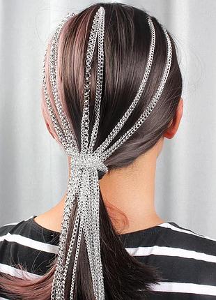 Заколки обруч украшение для волос, цепи для хвоста, цепочка на голову для причёски...