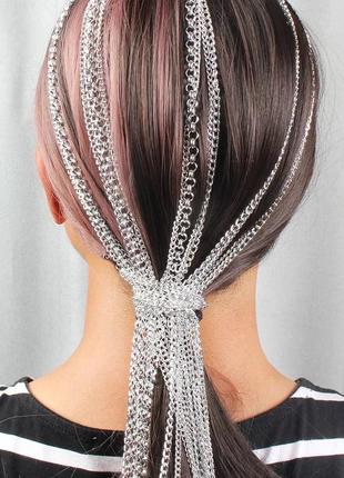 Заколки обруч украшение для волос, цепи для хвоста, цепочка на голову для причёски...