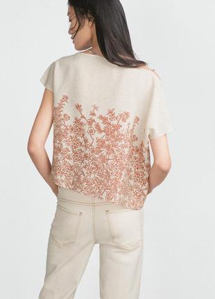 Блузка с открытыми плечами в цветочный принт zara4 фото