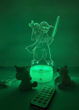 3d-лампа йода мастер-джедай с мечом из звездных войн, подарок светильник или ночник, 7 цветов и 4 режима