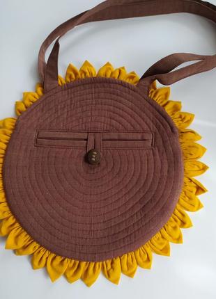 Сумка текстильна кругла "соняшник"2 фото