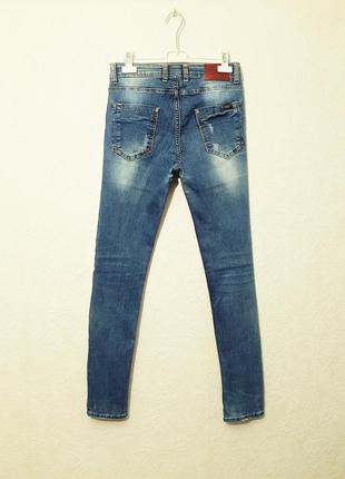 Martin love брендовые джинсы "рваные" синие злые зауженные стрейч-коттон женские w28, l326 фото
