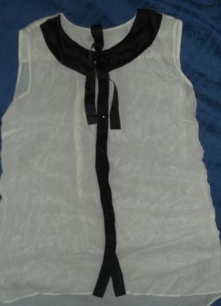 Блуза белая шифоновая с воротником