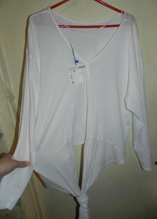 Новая-сток,100% хлопок,белая,трикотажная блузка с хвостами,на узел,большого размера,оверсайз,zara