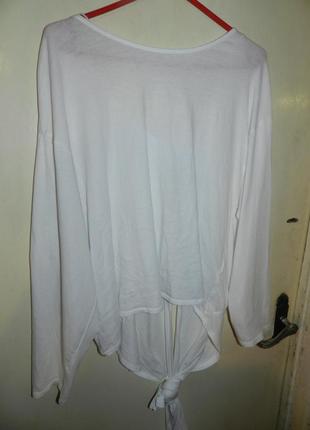 Нова-сток,100% бавовна,біла,трикотажна блуза з хвостами,на вузол,великого розміру,оверсайз,zara2 фото