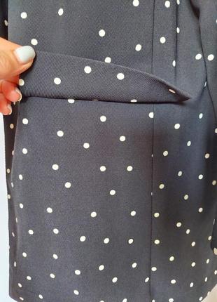 Черный пиджак в белый горошек без подкладки облегченный primark(размер 10-12)4 фото