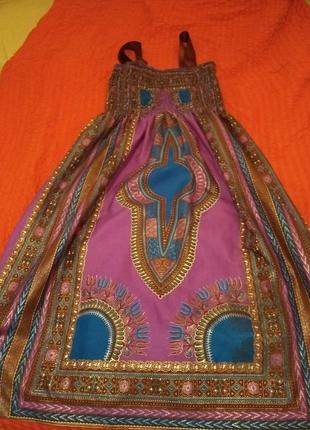 Сарафан у східному,африканському стилі, у фіолетових тонах binta wax1 фото